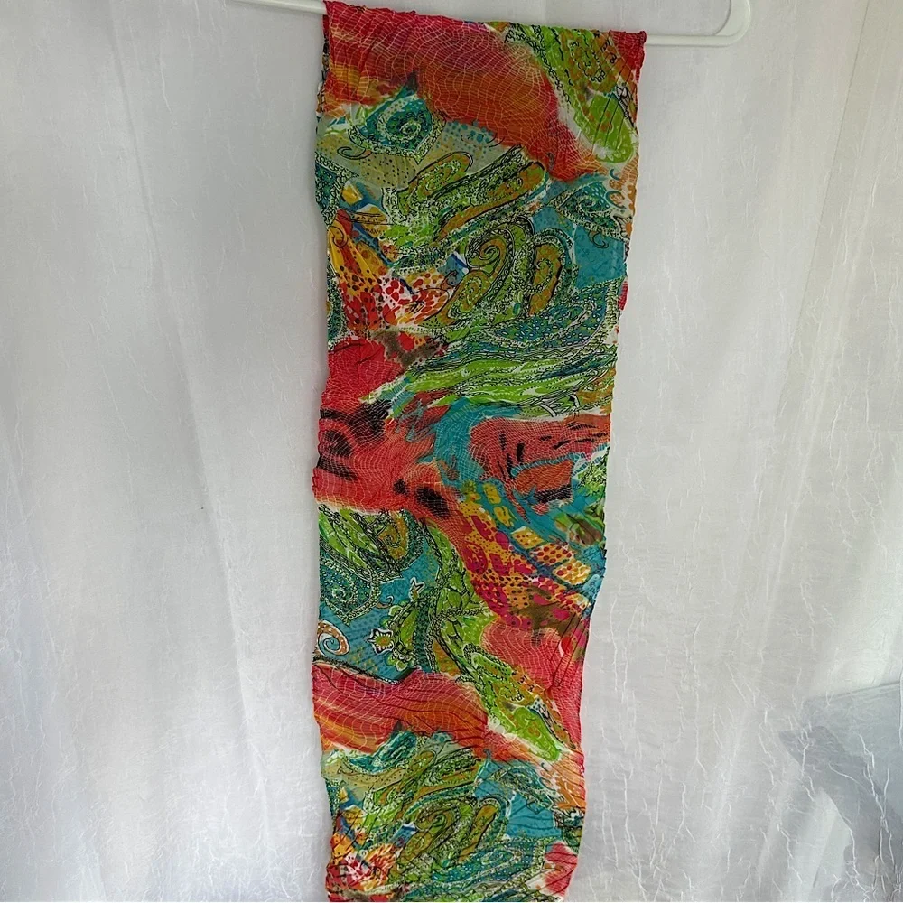 3/$20 💥 Colorful Lightweight Scarf Wrap Shawl Abstract Paisley Micro‎ Pleated